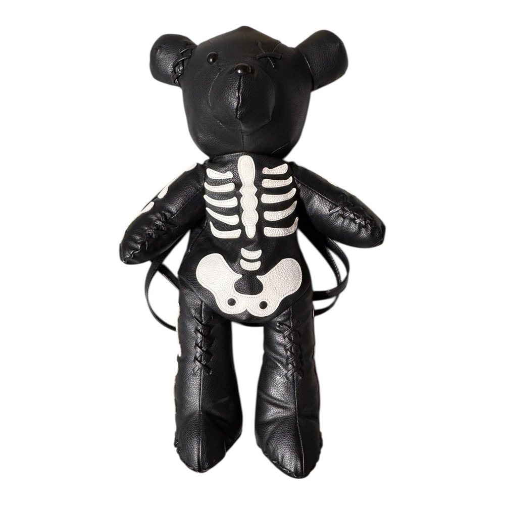 DOLLS KILL DEADY TEDDY STUFFED BEAR BACKPACK SKELETON GOTH PUNK 24" Faux Leather